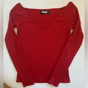 Reformation Red Long Sleeve Top